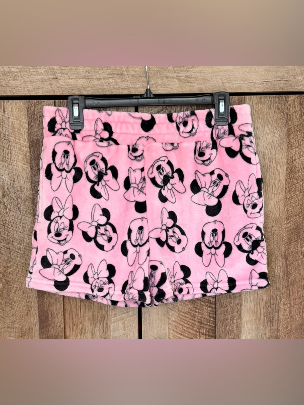 Disney Pink & Black Minnie Mouse Fleece Shorts